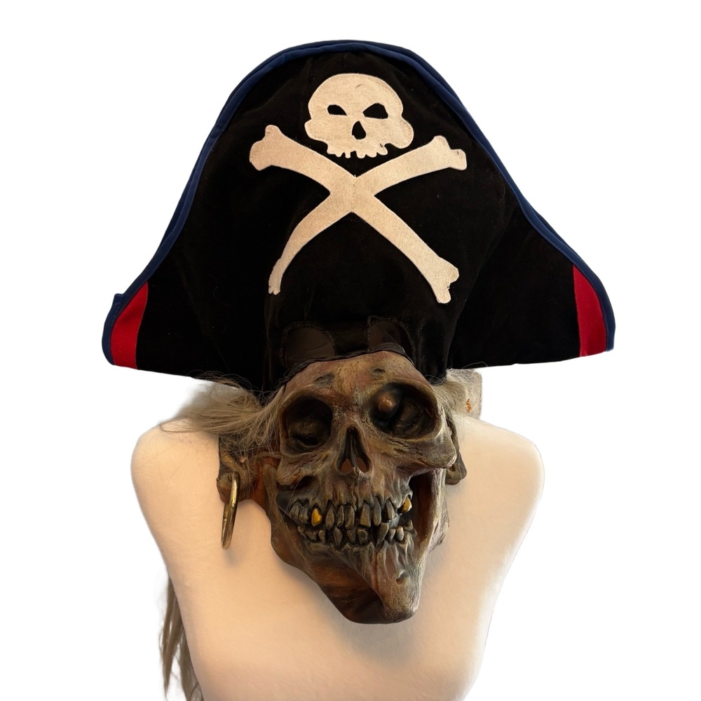 Mario Chiodo Studios Adult Pirate Skull  Skeleton Mask Black Tricorn Crossbones